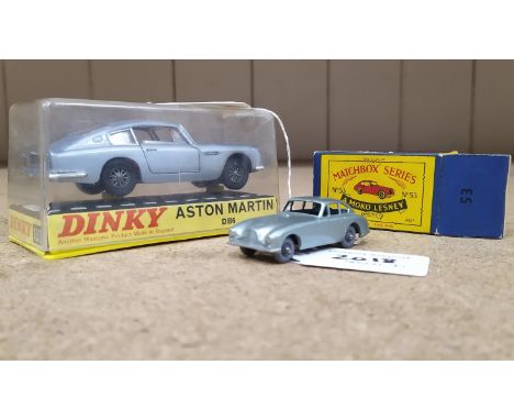 A boxed Dinky No.153 Aston Martin DB6 (vehicle with very mild play wear, box with signs of age and storage) plus a Matchbox N