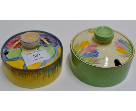 CLARICE CLIFF "BIZARRE" PATTERN LIDDED BOX & 1 OTHER CLARICE CLIFF LIDDED BOX     