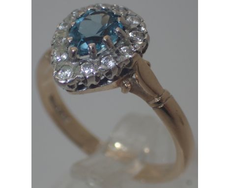 9ct gold topaz and white stone ring, size P, 3.2 g