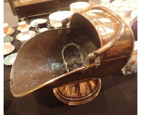 Large helmet copper coal scuttle