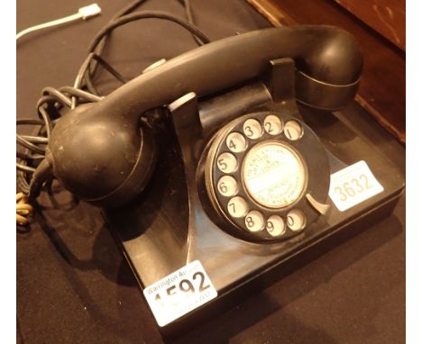 Black bakelite UK telephone model 3-H6SL Straight Line Ringer coded SC-1216A