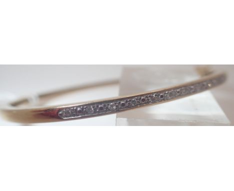 9ct gold diamond set hinged bangle, RRP £550