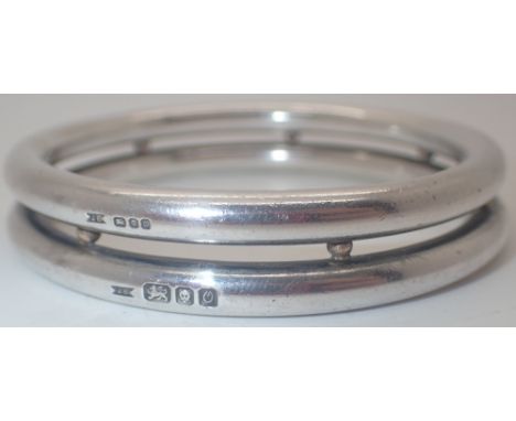 Hallmarked silver double bangle 4.5 oz, assay London, maker Joy Everley 1988