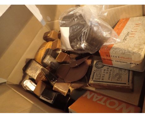 Box of vintage camera accessories 