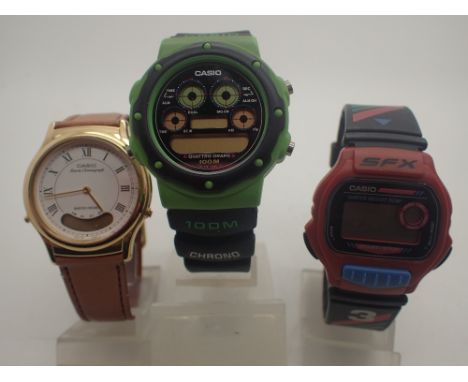 Three Casio new old stock wristwatch, requires batteries