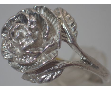 925 silver flower ring, size M