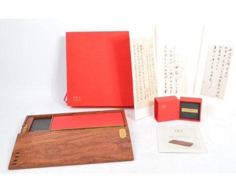 A contemporary Chinese / Oriental brush and ink case writing set by Bi Mo Fang. Contains a brush for writing Xiaokai style ca