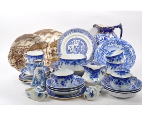 Spode / Burslem / Haynes - A collection of late 19th Century and early 20th Century blue and white china examples by manufact