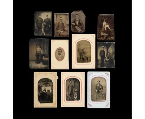 Group of 11 tintype portrait photos. Six depicting individuals and five depicting pairs.Provenance: Property from the disting