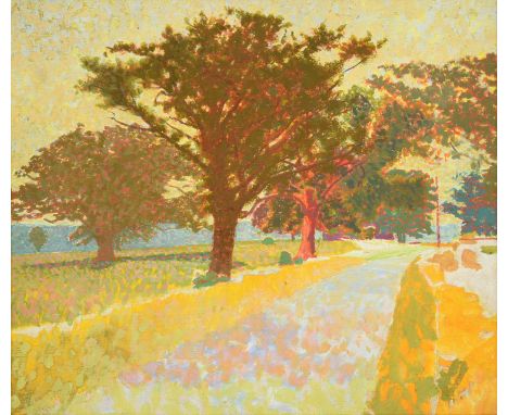 John Titchell RA (1926-1998)"Sun Drenched Road, Hythe in Kent"Oil on board, 29cm by 33.5cmPurchased from the artist's studio.