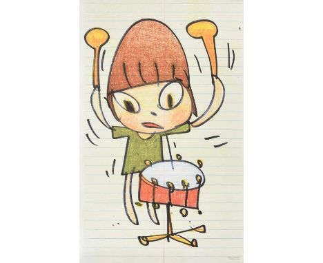Yoshitomo Nara (b.1959) Japanese"Banging the Drum"Offset lithographic poster, published by Dallas Contemporary, USA, 68.5cm b