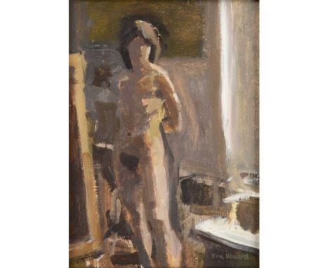 Ken Howard OBE, RA, RBA, NEAC (1932-2022)"Karen at South Bolton Gardens"Signed, oil on board, 22cm by 15cmSome light surface 
