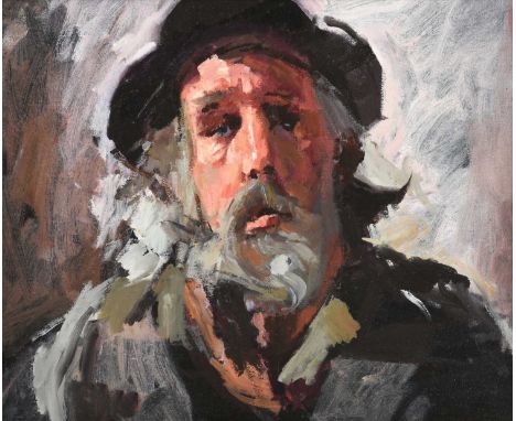 Robert Oscar Lenkiewicz (1941-2002)Portrait of a bearded man from Vagrancy ProjectOil on canvas, 47.5cm by 58cm Some light su