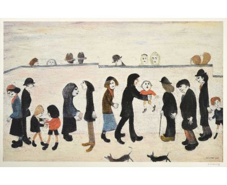 After Laurence Stephen Lowry RBA, RA (1887-1976)"Man Holding Child"Signed, with the blindstamp for the Fine Art Trade Guild, 