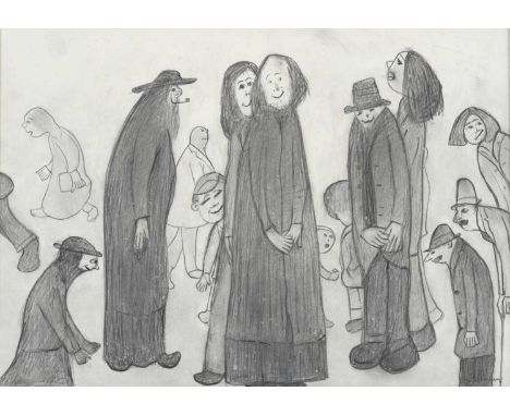 Laurence Stephen Lowry RBA, RA (1887-1976) Group of figures young and old (1970) Signed, pencil, 28.5cm by 40.5cmProvenance: 