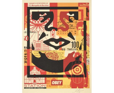 Shepard Fairey (b.1970) American"Obey 3 Face Collage"Each signed and dated (20)23, offset lithographic poster, 61cm by 45.5 (