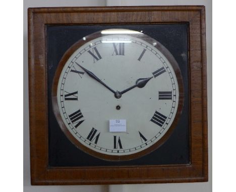 A Victorian beech square wall clock