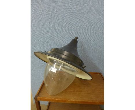 An industrial hanging light