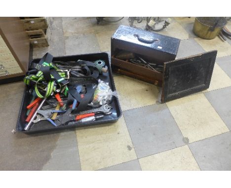 A fitted engineer's toolbox and a box of assorted tools