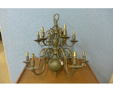 A Dutch brass chandelier