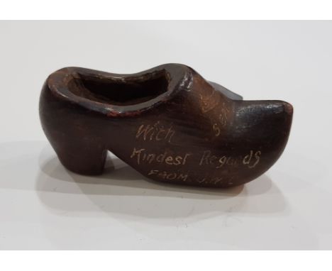 TRENCH ART CLOG - SEPT 1919 WITH KINDEST REGARDS FROM J.W.C (POSSIBLY J.W.CAREY)