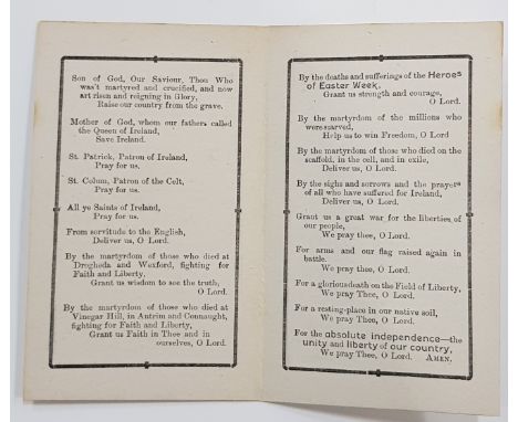 DEATH CARD - JOHN DALY, FENIAN, AGED 70 YEARS DIED 30TH JUNE 1916.&nbsp; THOMAS J CLARKE, AGED 53 YEARS, FIRST SIGNATORY TO T