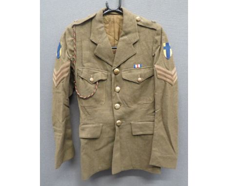 1941 Pattern ATS Sergeant's British Troops Low Countries Service Dress Tunickhaki woollen, single breasted, open collar tunic