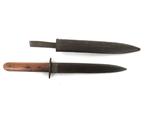 WW1 Austrian Combat Knife8 1/2 inch, single edged blade with back edge sharpened point.  Oval, steel crossguard.  Polished wo