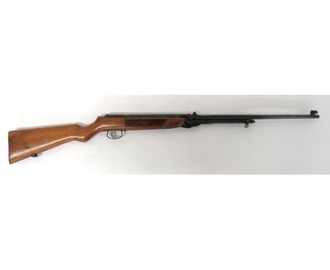 Webley Mark 3 Early Pattern Air Rifle.177, 18 3/4 inch, blued fixed barrel.  Front hooded sight.  Rear adjustable V sight.  L