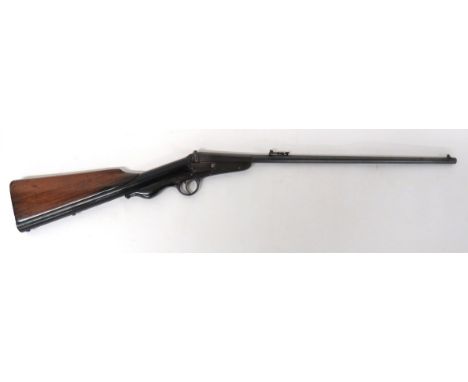 Rare Britannia Series 2 Circa 1907 Air Rifle.177, 22 3/4 inch, blued hinged barrel with rear block hinge section.  Front blad