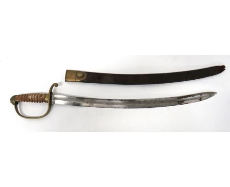 Mid 19th Century Constabulary Pattern Short Sword24 inch, single edged, slightly curved blade with sharpened back edge point.