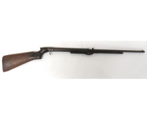 BSA Standard Model Air Rifle.22, 19 1/2 inch, fixed barrel.  Front blade sight and rear, adjustable block sight.  Lower cocki
