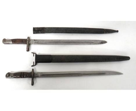 American P17 Bayonet And Spanish M1893 BayonetP17 bayonet with 16 3/4 inch, single edged blade and narrow fuller.  Forte with