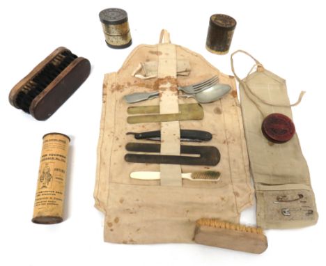 Good Selection Of WW1 Period Soldier's Personal Itemsincluding Mills Equipment, web khaki cleaner in card tube ... Soldier's 