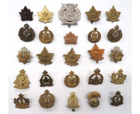 25 x Canadian Cap Badgesincluding brass KC British Columbia Dragoons ... Plated Toronto Scottish ... Brass KC Royal Canadian 