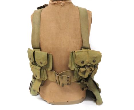 Part Set Of 1908 Pattern Webbing Equipmentconsisting wide waist belt with rear brass tabs and brass front buckle ... Pair of 