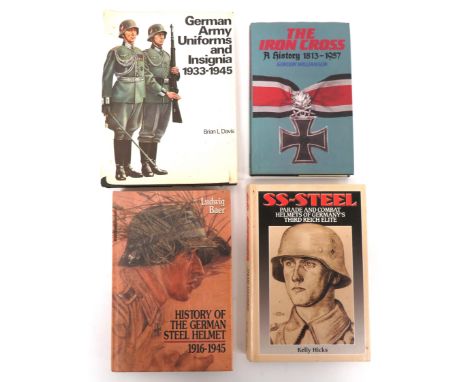 4 x Various German Orientated Military Booksconsisting History Of The German Steel Helmet 1916-1945 by L Baer ... SS-Steel Pa