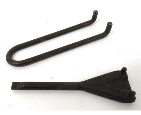 Two British No 36 Grenade Base Plug Spannersconsisting bent steel rod example ... Cast steel example with lug base and screwd