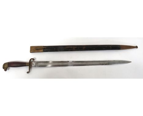 European Made, South American Contract Short Sword19 1/4 inch, single edged blade with large fuller.  The forte marked "No 75