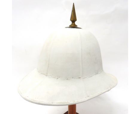 Attributed DCLI Foreign Service Helmetwhite blancoed, six panel crown.  Rounded front peak and square rear brim.  Pagri band 