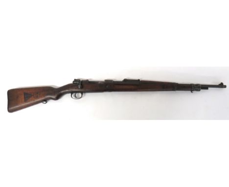 Deactivated Mauser M1924 Contract Rifle7.92 mm, 23 3/4 inch, blued barrel.  Front blade sight and rear ladder sight.  Breech 