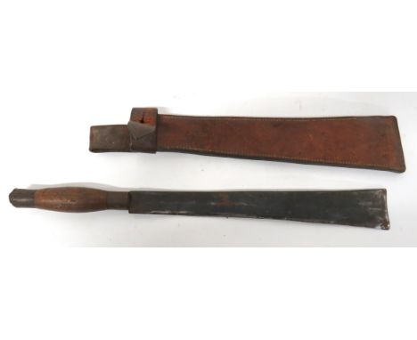 WW2 Chindit Pattern Machete14 inch, single edge blade widening towards the lower square end  tip.  Blade with various stamps.