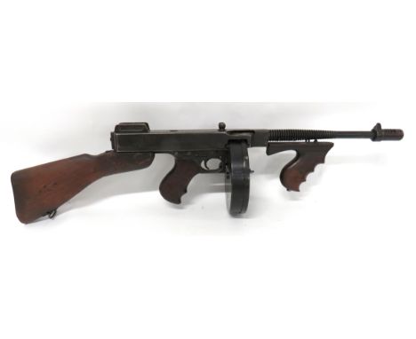 Deactivated US Model 1928 A1 Thompson SMG13 inch, .45 ACP, finned barrel with end Cutts compensator with patent dates.  Blued