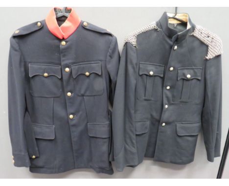 Interwar 9th Lancers Officer's Patrol Tunicblack, single breasted tunic with high, red collar.  Patch chest pockets and lower