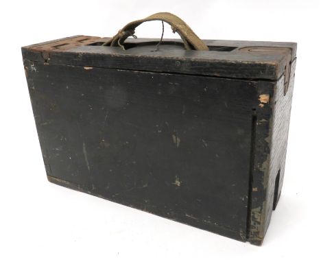 American WW2 Browning M1917 HMG Ammunition Box13 x 4 1/2 x 8 inch, green painted, rectangular, wooden ammunition box.  Lift u