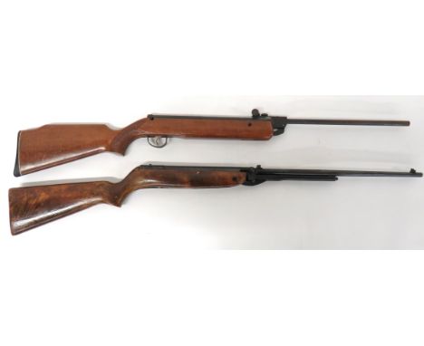 Two Various Air Riflesconsisting Webley Mark 3 air rifle.  .22, 18 3/4 inch, blued fixed barrel.  Side loading gate lever.  R