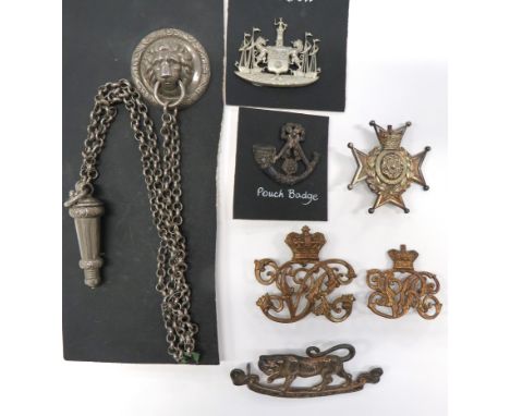 7 x Various Hampshire Pouch Badgesincluding silvered tiger over "The Hampshire Regt" scroll ... Silvered Vic crown Hampshire 