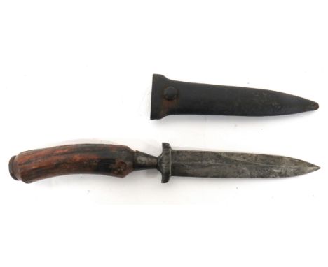 Imperial German Period Combat Knife6 inch, single edged blade with back edge sharpened point. Integral steel crossguard.  Ste