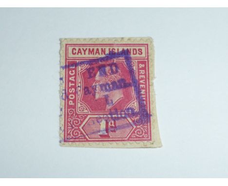 CAYMAN ISLANDS 1907/9 1d CARMINE ON PIECE WITH 'EAST END' RURAL CANX    A fine example of this 1d carmine on piece with viole