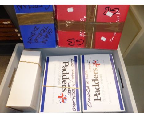 WORLDWIDE 5 SHOE BOXES WITH ONE COUNTRY/MIXED OFF AND ON PAPER COLLECTIONS   Box with five shoe boxes, overloaded with materi